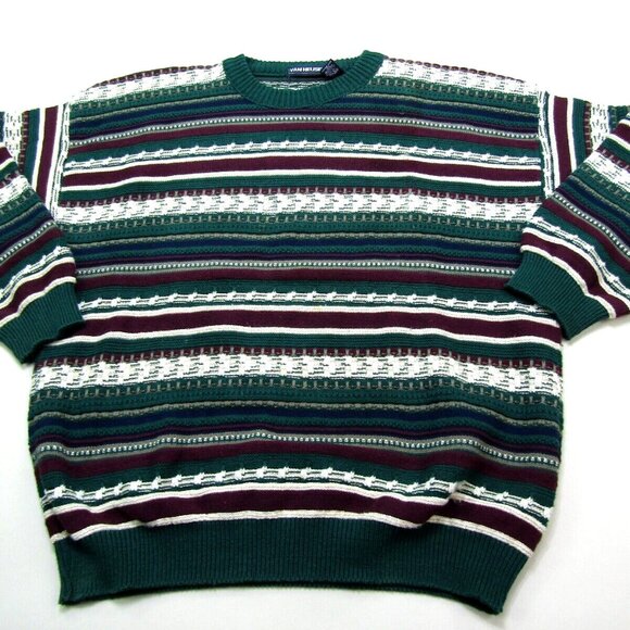 Van Heusen Other - VTG Van Heusen Sweater Mens Large Striped Preppy Retro Office Casual Business